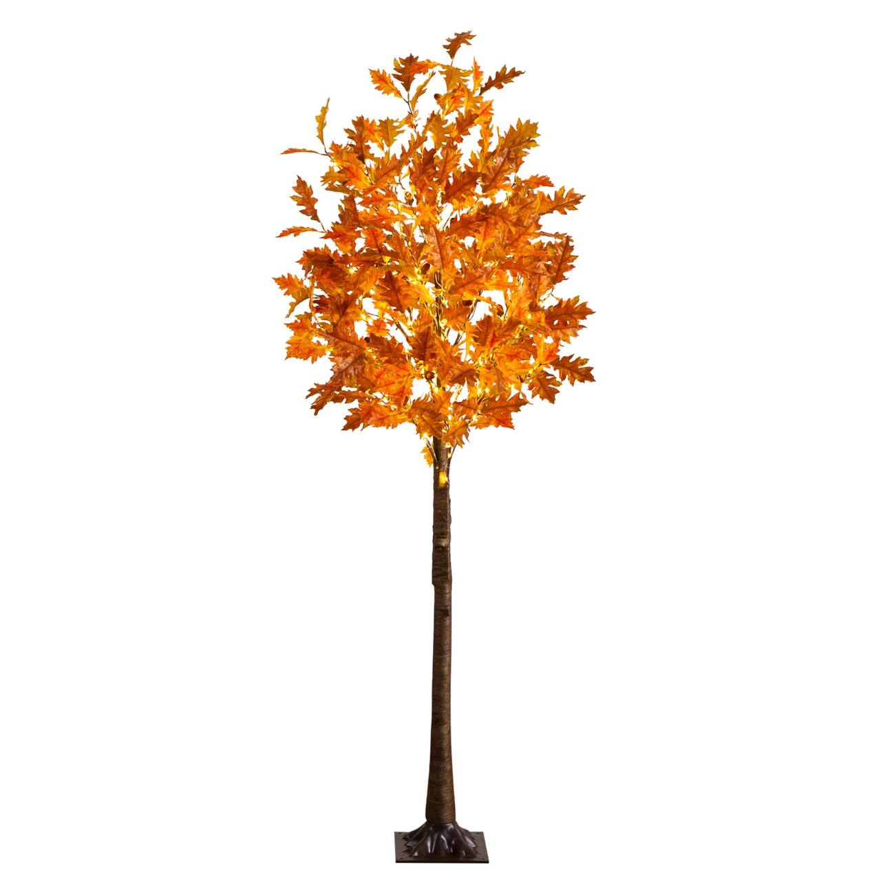 6ft. Pre-Lit Burnt Orange Autumn Maple Artificial Fall Tree with 300 Warm White LED Lights